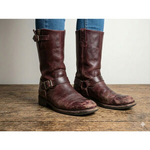 Finca de Oro Women’s Leather Pointed Toe Harness Boots Size 9 burgundy western